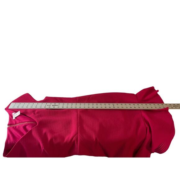 Caché Women's 10 Pink Textured Mesh Dress V Neck Cap Sleeve Fitted Mermaid Hem - Picture 7 of 12